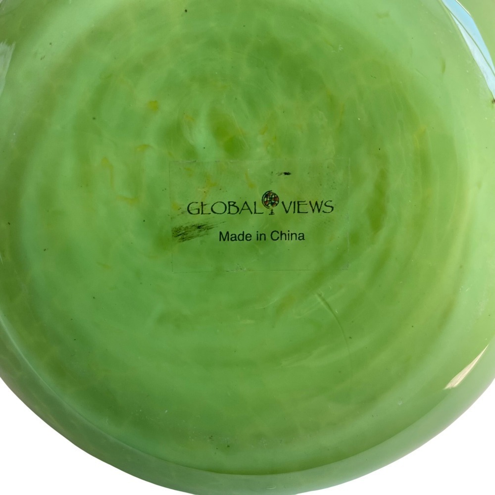 Global Views MCM Lime Green‎ Encased Art Glass Bubble Vase Gourd Blown Glass 18" - Picture 7 of 8